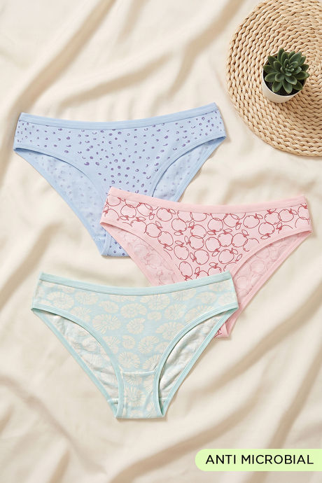 Buy Zivame Low Rise Full Coverage Bikini Panty (Pack of 3) - Multicolor